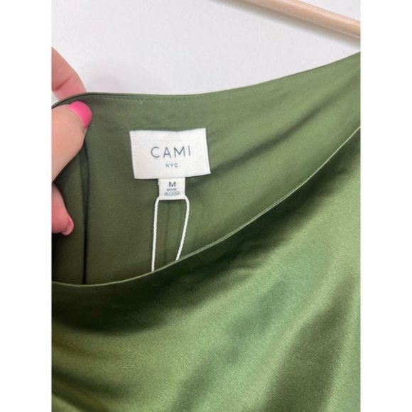 NWT Cami NYC Juanita Silk One-Shoulder Long Sleeve Rosemary Green Mini Dress - Picture 4 of 8